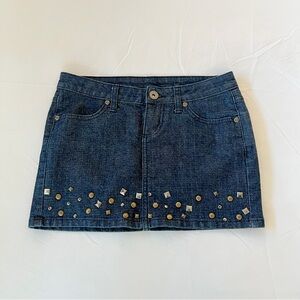 Low Rise Y2k Studded Denim Mini Skirt